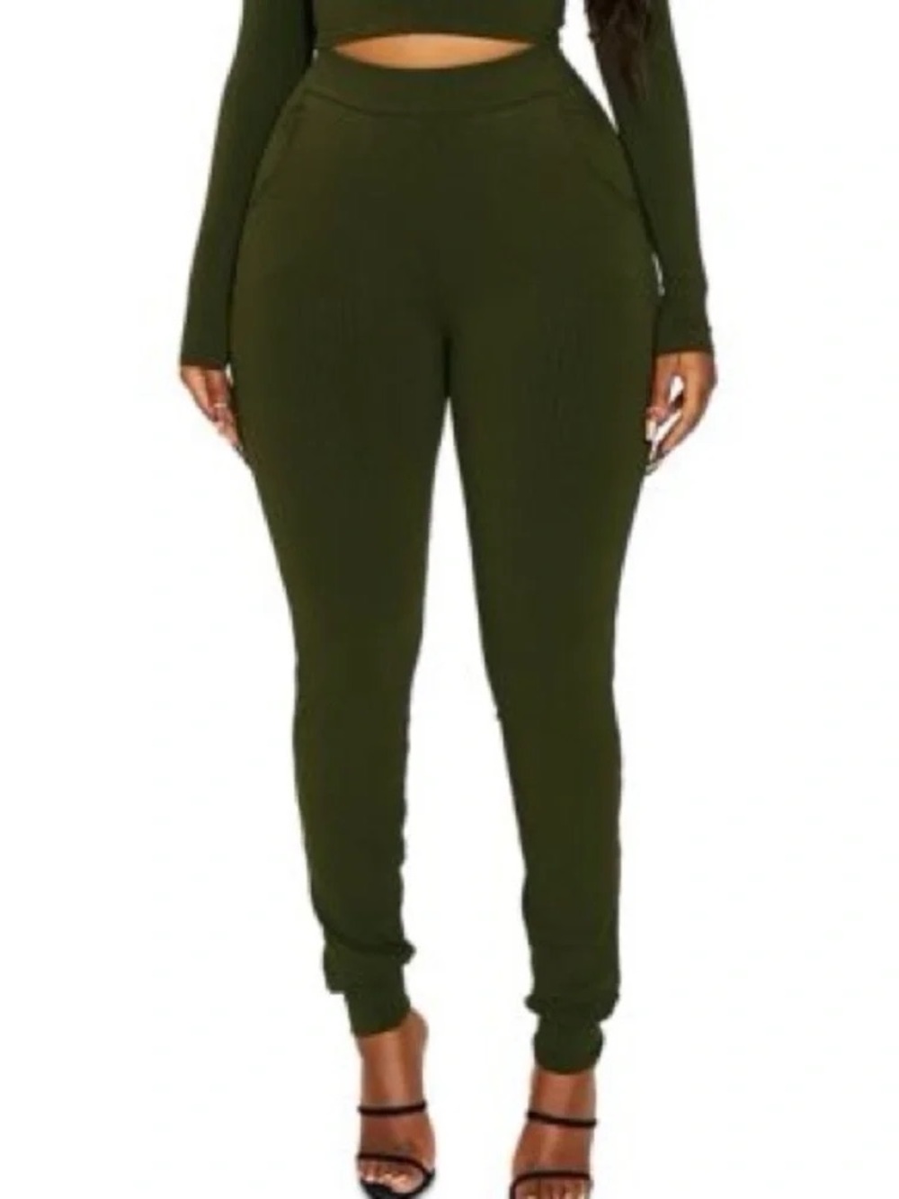 naked wardrobe Olive Green High-Rise Jogger Pants
